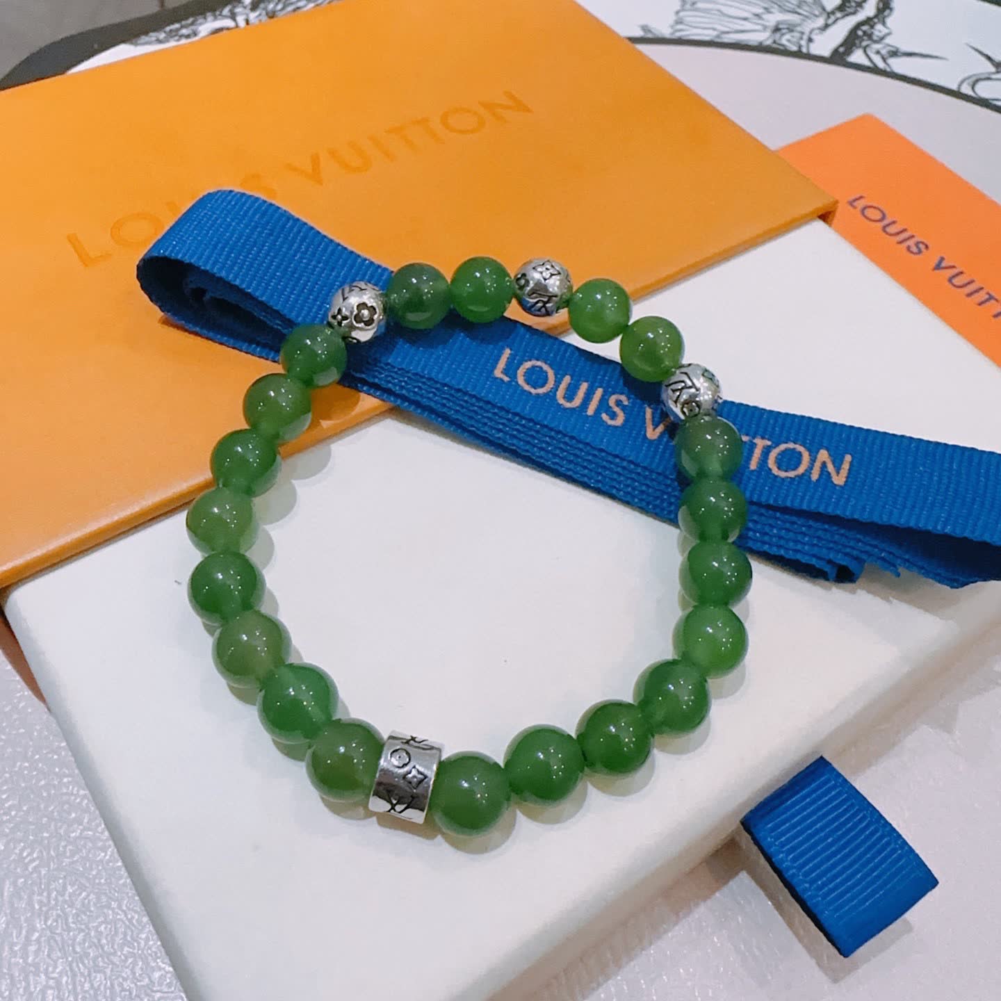Louis Vuitton Green Beaded Bracelet